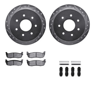 R1 Concepts® - Drilled and Slotted Rear Brake Kit with Super Duty Pads