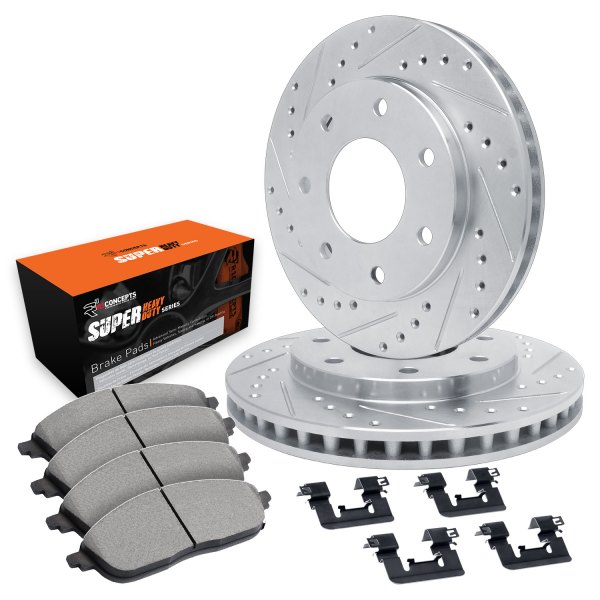  R1 Concepts® - Drilled and Slotted Front Brake Kit with Super Duty Pads