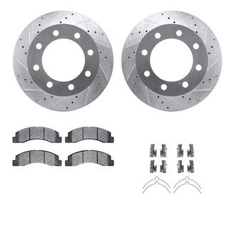 R1 Concepts® - Drilled and Slotted Front Brake Kit with Super Duty Pads