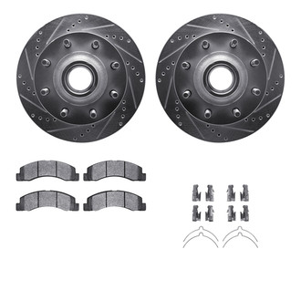 R1 Concepts® - Drilled and Slotted Front Brake Kit with Super Duty Pads