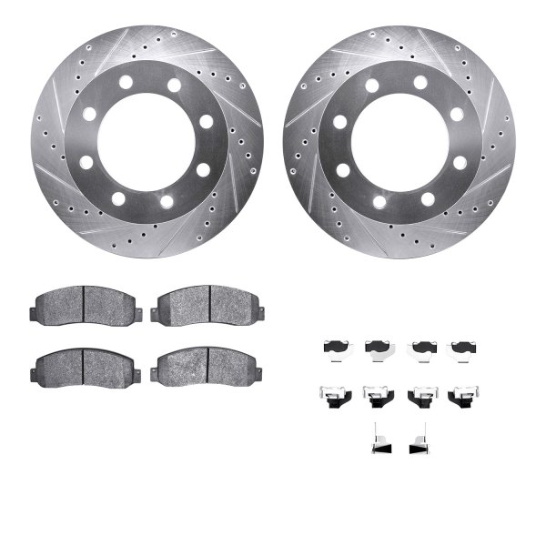  R1 Concepts® - Drilled and Slotted Front Brake Kit with Super Duty Pads