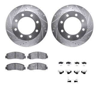 R1 Concepts® - Drilled and Slotted Front Brake Kit with Super Duty Pads