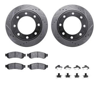 R1 Concepts® - Drilled and Slotted Rear Brake Kit with Super Duty Pads
