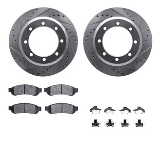 R1 Concepts® - Drilled and Slotted Rear Brake Kit with Super Duty Pads