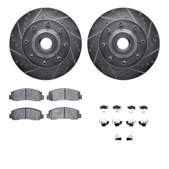 R1 Concepts® - Drilled and Slotted Front Brake Kit with Super Duty Pads