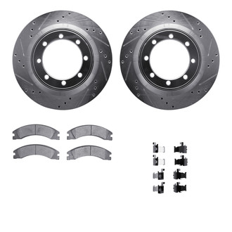 R1 Concepts® - Drilled and Slotted Rear Brake Kit with Super Duty Pads