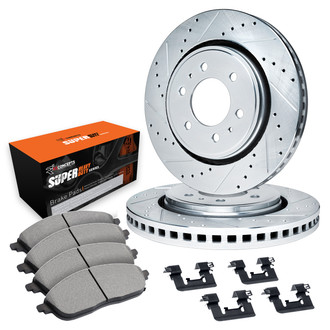 R1 Concepts® - Drilled and Slotted Front Brake Kit with Super Duty Pads