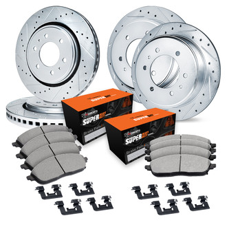 R1 Concepts® - Drilled and Slotted Front and Rear Brake Kit with Super Duty Pads