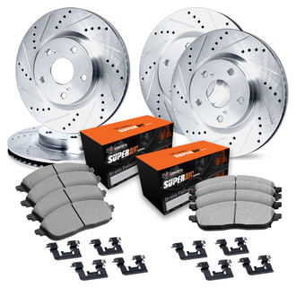 R1 Concepts® - Drilled and Slotted Front and Rear Brake Kit with Super Duty Pads