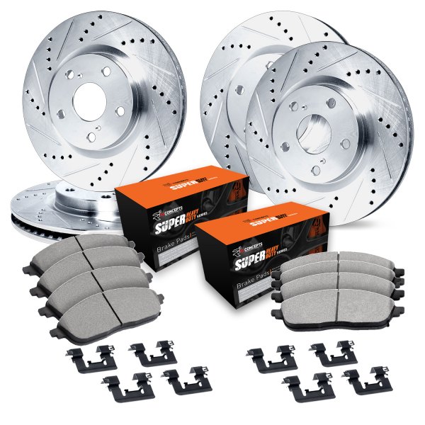  R1 Concepts® - Drilled and Slotted Front and Rear Brake Kit with Super Duty Pads