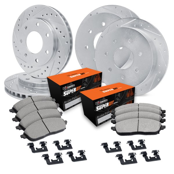  R1 Concepts® - Drilled and Slotted Front and Rear Brake Kit with Super Duty Pads