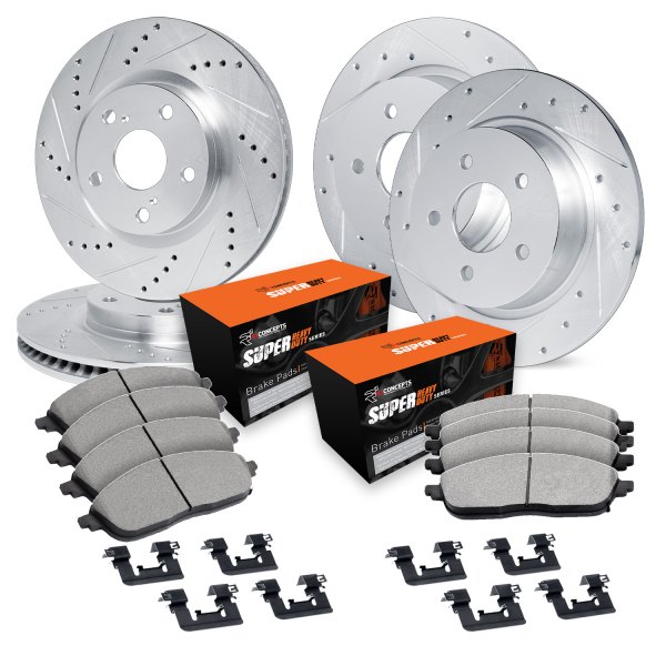  R1 Concepts® - Drilled and Slotted Front and Rear Brake Kit with Super Duty Pads