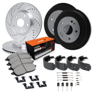 R1 Concepts® - Drilled and Slotted Front and Rear Brake Kit with Super Duty Pads