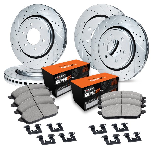  R1 Concepts® - Drilled and Slotted Front and Rear Brake Kit with Super Duty Pads