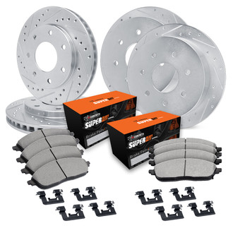 R1 Concepts® - Drilled and Slotted Front and Rear Brake Kit with Super Duty Pads