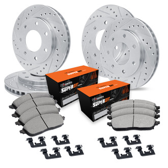 R1 Concepts® - Drilled and Slotted Front and Rear Brake Kit with Super Duty Pads