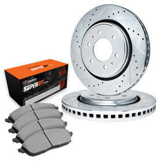 R1 Concepts® - Drilled and Slotted Rear Brake Kit with Super Duty Pads