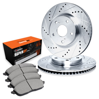 R1 Concepts® - Drilled and Slotted Front Brake Kit with Super Duty Pads