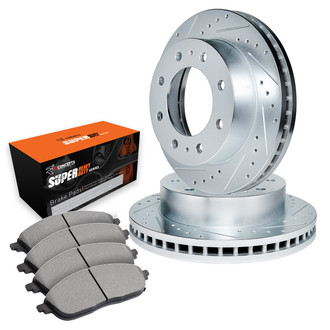 R1 Concepts® - Drilled and Slotted Front Brake Kit with Super Duty Pads