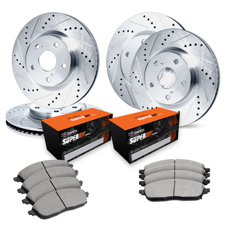 R1 Concepts® - Drilled and Slotted Front and Rear Brake Kit with Super Duty Pads