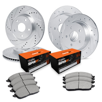 R1 Concepts® - Drilled and Slotted Front and Rear Brake Kit with Super Duty Pads