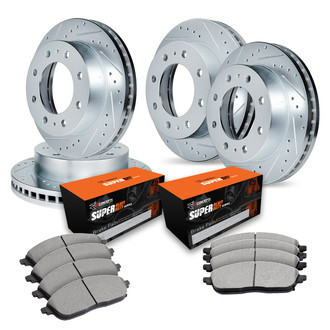 R1 Concepts® - Drilled and Slotted Front and Rear Brake Kit with Super Duty Pads