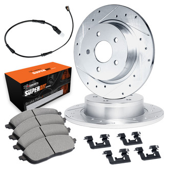 R1 Concepts® - Drilled and Slotted Rear Brake Kit with Super Duty Pads