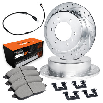 R1 Concepts® - Drilled and Slotted Rear Brake Kit with Super Duty Pads