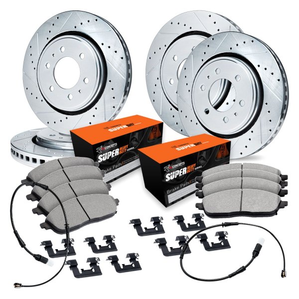  R1 Concepts® - Drilled and Slotted Front and Rear Brake Kit with Super Duty Pads