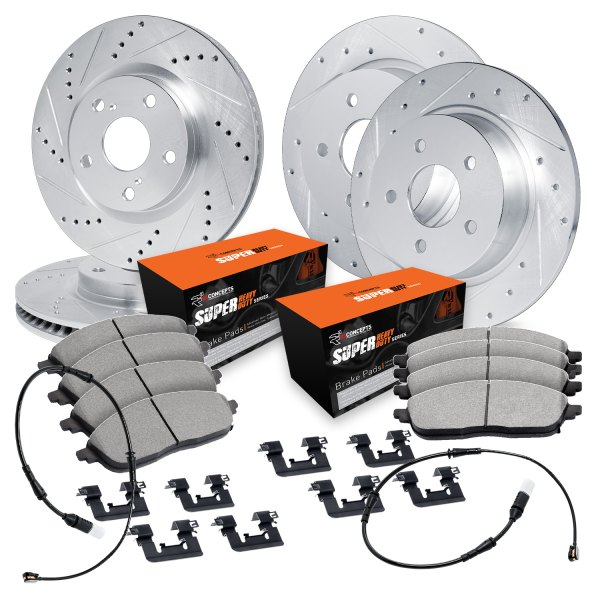  R1 Concepts® - Drilled and Slotted Front and Rear Brake Kit with Super Duty Pads