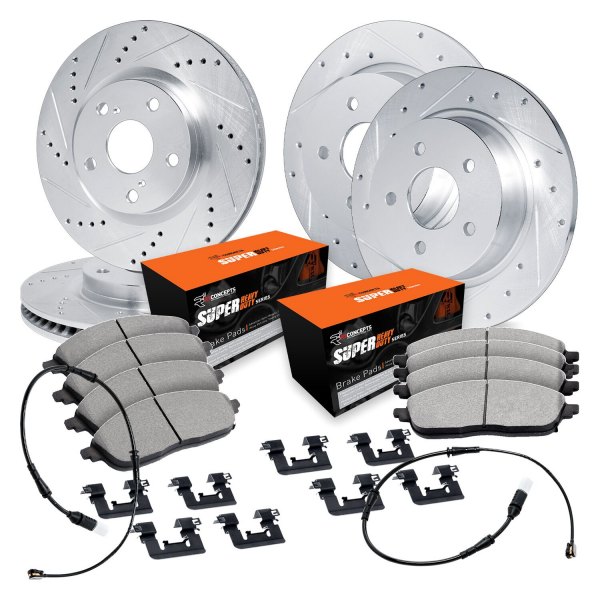  R1 Concepts® - Drilled and Slotted Front and Rear Brake Kit with Super Duty Pads