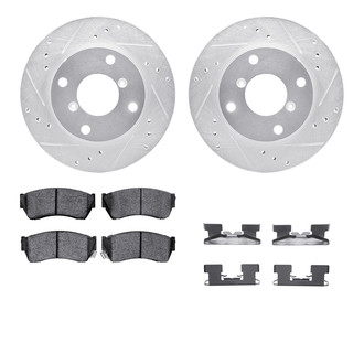 R1 Concepts® - Drilled and Slotted Front Brake Kit with Semi-Metalic Pads