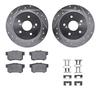 R1 Concepts® - Drilled and Slotted Rear Brake Kit with Semi-Metalic Pads