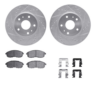 R1 Concepts® - Drilled and Slotted Front Brake Kit with Semi-Metalic Pads