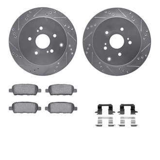 R1 Concepts® - Drilled and Slotted Rear Brake Kit with Semi-Metalic Pads