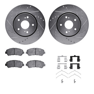 R1 Concepts® - Drilled and Slotted Front Brake Kit with Semi-Metalic Pads
