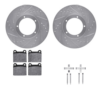 R1 Concepts® - Drilled and Slotted Front Brake Kit with Semi-Metalic Pads