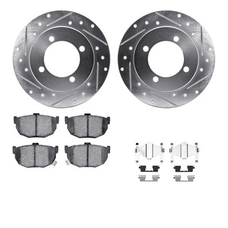 R1 Concepts® - Drilled and Slotted Rear Brake Kit with Semi-Metalic Pads