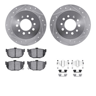 R1 Concepts® - Drilled and Slotted Rear Brake Kit with Semi-Metalic Pads
