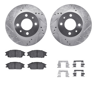 R1 Concepts® - Drilled and Slotted Front Brake Kit with Semi-Metalic Pads