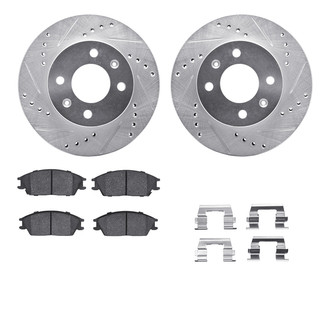 R1 Concepts® - Drilled and Slotted Front Brake Kit with Semi-Metalic Pads