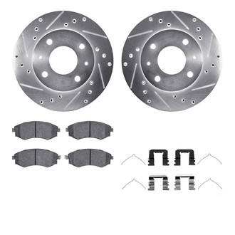 R1 Concepts® - Drilled and Slotted Brake Kit with Semi-Metalic Pads