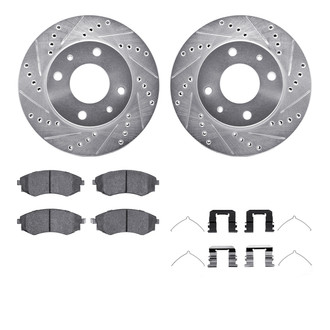 R1 Concepts® - Drilled and Slotted Front Brake Kit with Semi-Metalic Pads
