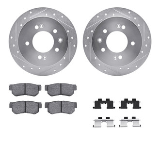 R1 Concepts® - Drilled and Slotted Rear Brake Kit with Semi-Metalic Pads