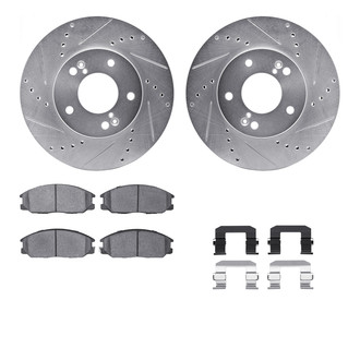 R1 Concepts® - Drilled and Slotted Front Brake Kit with Semi-Metalic Pads