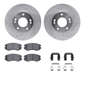 R1 Concepts® - Drilled and Slotted Front Brake Kit with Semi-Metalic Pads
