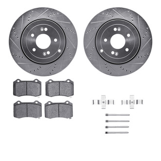 R1 Concepts® - Drilled and Slotted Rear Brake Kit with Semi-Metalic Pads