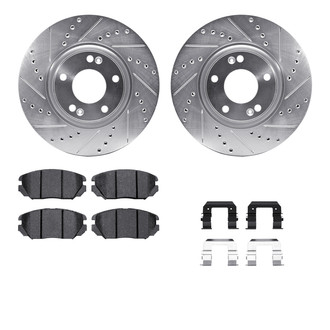 R1 Concepts® - Drilled and Slotted Front Brake Kit with Semi-Metalic Pads