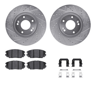 R1 Concepts® - Drilled and Slotted Front Brake Kit with Semi-Metalic Pads