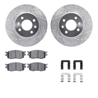 R1 Concepts® - Drilled and Slotted Front Brake Kit with Semi-Metalic Pads